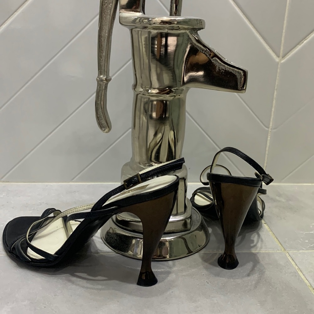Made in 🇮🇹VTG 90’ ALDO 💯% Leather Bare Slingback Heels - Picture 4 of 15